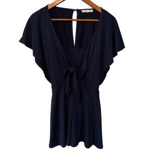 Copper Key Navy Flutter Sleeve Stretch Romper Attached Spaghetti Strap Tank XS‎